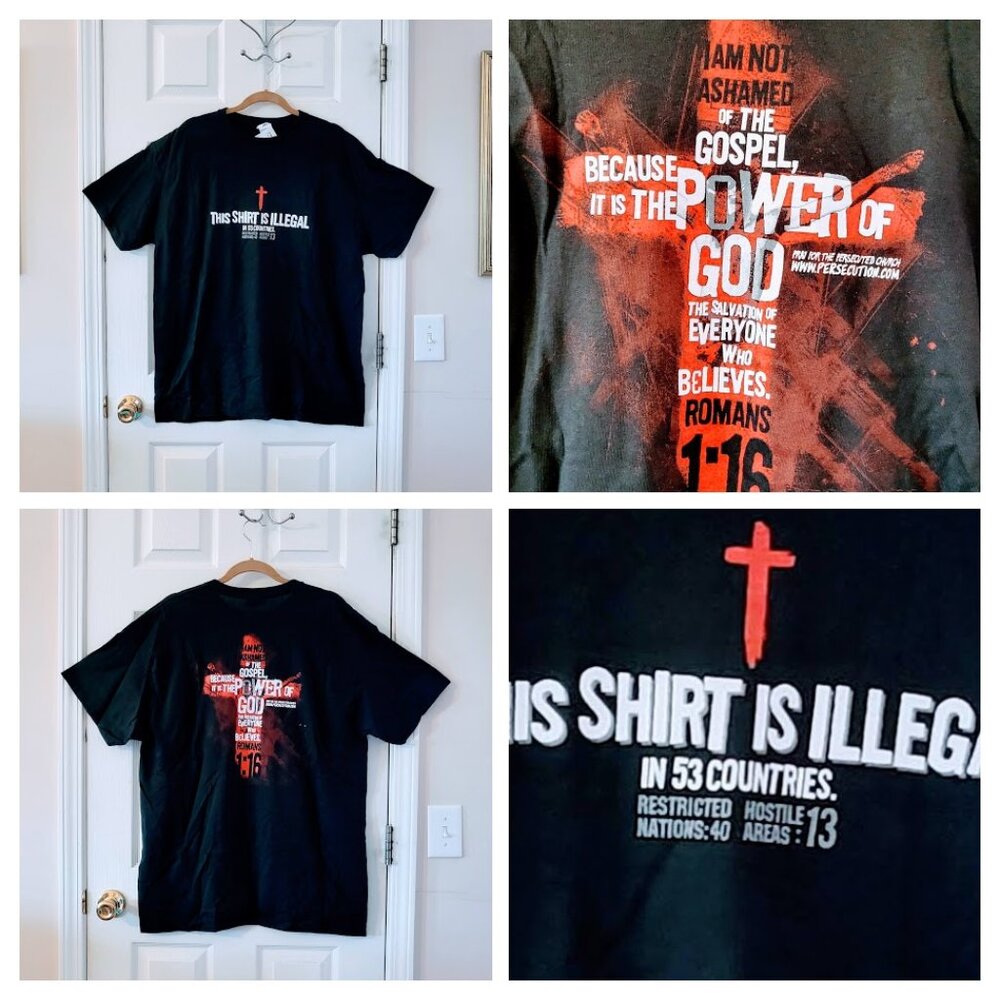 BNWT Gardenfire "Illegal" Christian Shirt XL Great Statement Shirt Romans 1:16